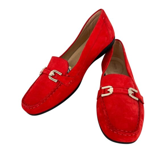 GEOX Annytah Red Suede Womens Loafers Size 40 EU 10 US - Picture 4 of 16